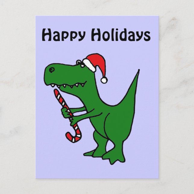 Postal Festiva XX- Funny Dinosaurio T-rex con sombrero Santa (Anverso)