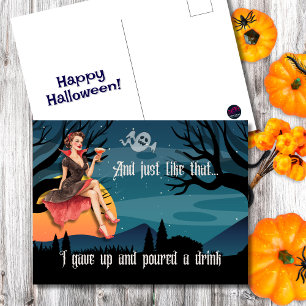 Postal Festiva Y justo así serví un cóctel de Halloween