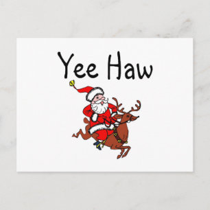 Postal Festiva Yee Haw Cowboy Santa Claus