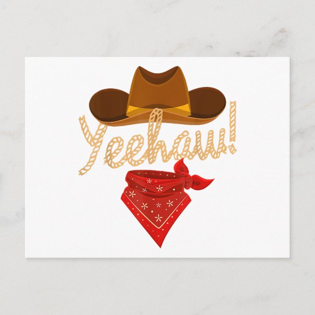 Postal Festiva Yeehaw País Occidental Howdy Cowboy Sur Yee H (Anverso)