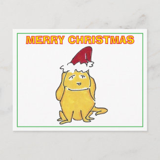 Postal Festiva Yellow Lab With Christmas Cap Cartoon Christmas