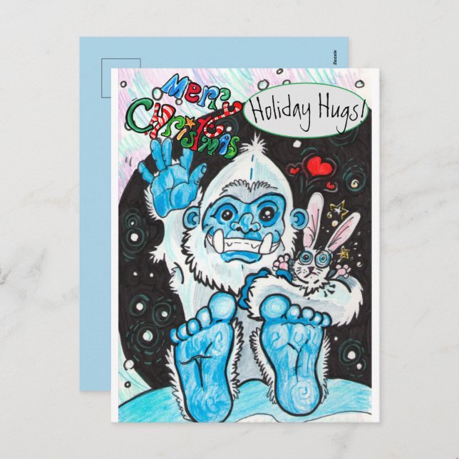 Postal Festiva Yeti Holiday Hugs (Anverso / Reverso)