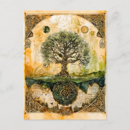 Postal Festiva Yggdrasil el árbol nórdico de la vida