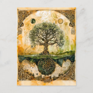 Postal Festiva Yggdrasil el árbol nórdico de la vida