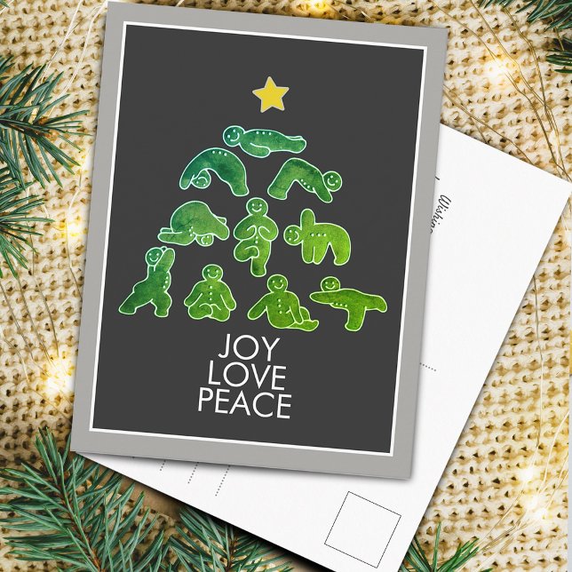 Postal Festiva Yoga Gingerbread Holiday Christmas Postcard (Yoga Gingerbread Holiday Christmas Postcard)