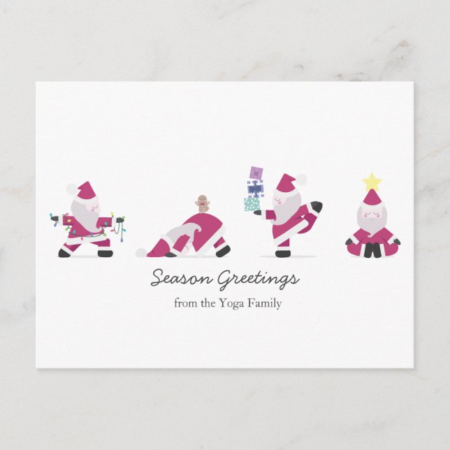 Postal Festiva Yogi Santa Funny Yoga Pun Navidades de vacaciones (Anverso)