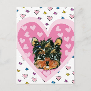 Postal Festiva Yorkie Poo San Valentín