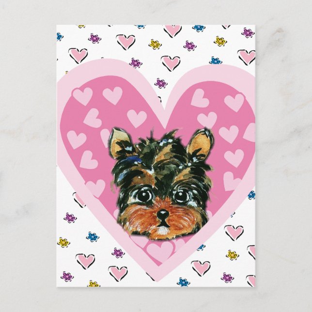 Postal Festiva Yorkie Poo San Valentín (Anverso)