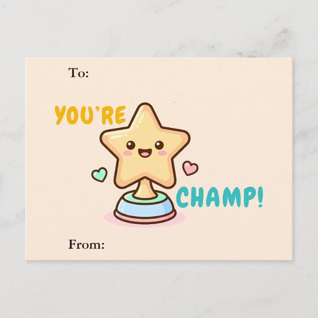 Postal Festiva You’re a Champ Classroom Valentine Card (Anverso)