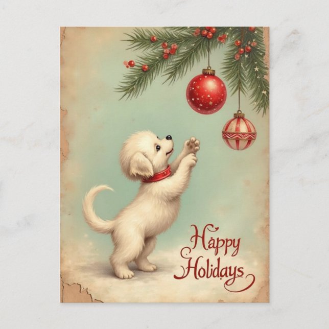 Postal Festiva Your Own Text Season’s Greetings Puppy Postcard (Anverso)