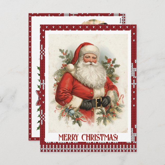 Postal Festiva Your Photo Vintage Christmas Santa Personalised  (Anverso / Reverso)