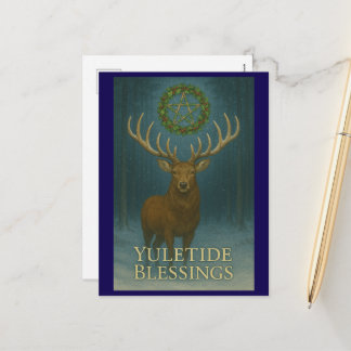 Postal Festiva Yuletide Blessings Stag Holiday Postcard