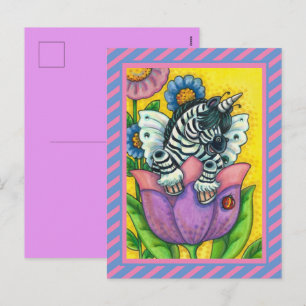 Postal Festiva ZEBO WHIMSYNICKER, Fantasía UNICORN DE ZEBRA