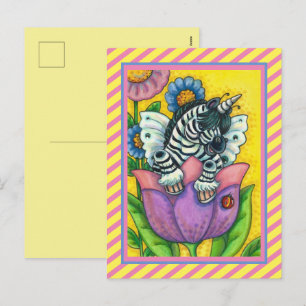 Postal Festiva ZEBO WHIMSYNICKER, Fantasía UNICORN DE ZEBRA