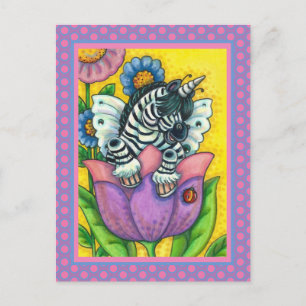 Postal Festiva ZEBO WHIMSYNICKER, Fantasía UNICORN DE ZEBRA