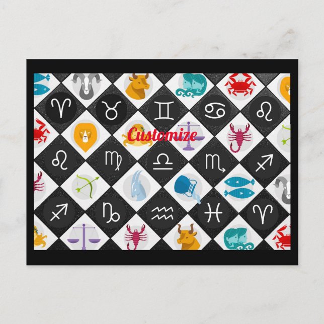 Postal Festiva Zodiac Sun Rótulo Astrología Calendario Thunder_Co (Anverso)