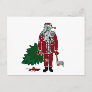 Postal Festiva Zombi Papá Noel