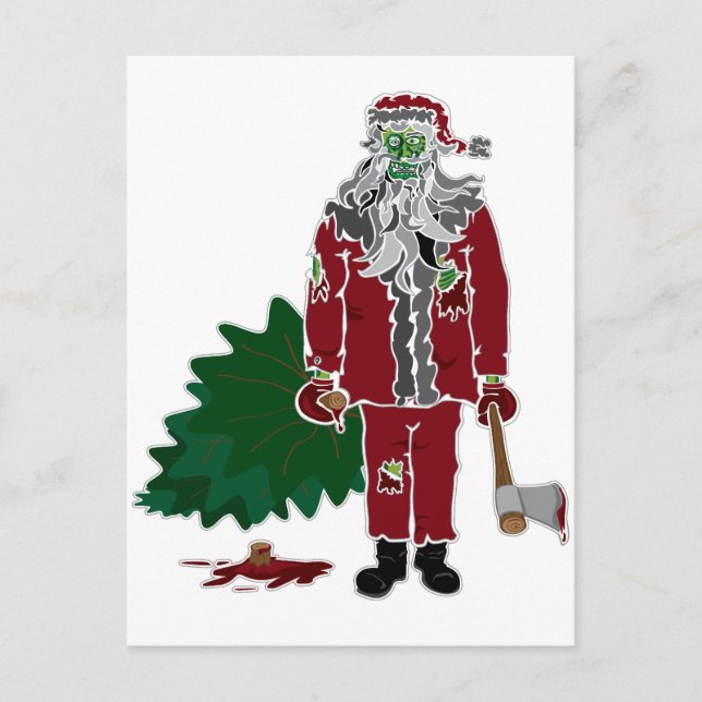 Postal Festiva Zombi Papá Noel (Anverso)