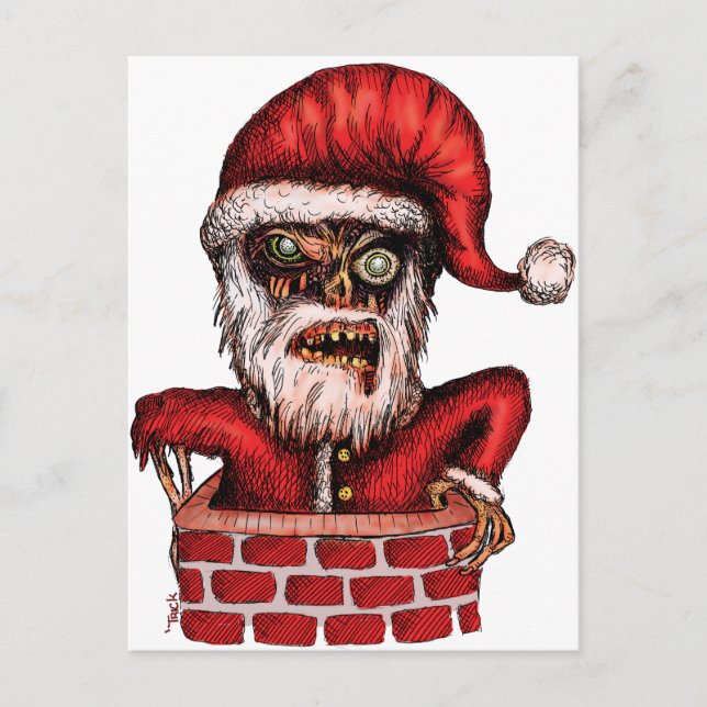 Postal Festiva Zombi Santa (Anverso)