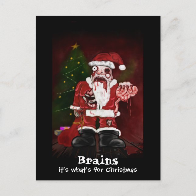 Postal Festiva Zombie Santa Postcard (Anverso)