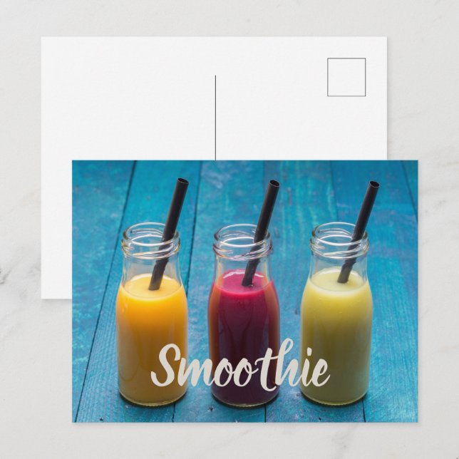 Postal Festiva Zumo de smoothie bebida mango naranja kiwi regalo (Anverso / Reverso)