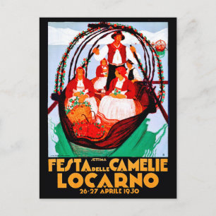 Postal festival de camelia, Locarno, Suiza, vintage