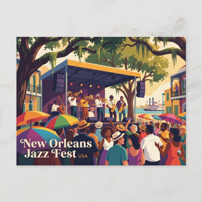 Postal Festival de Jazz de Nueva Orleans, EE. UU. (Anverso)