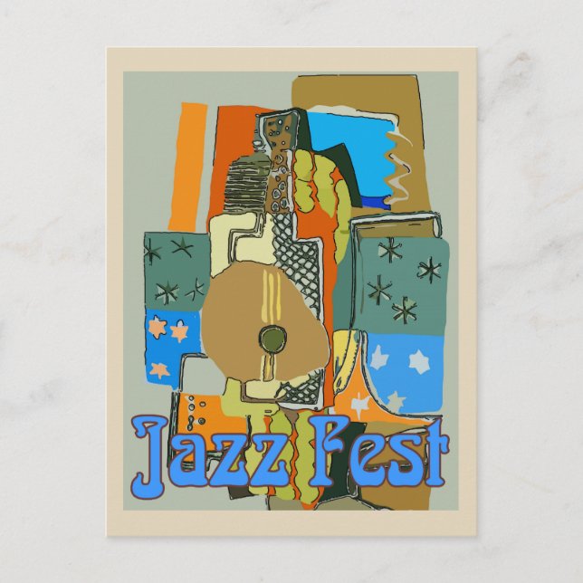 Postal Festival de Jazz, guitarra abstracta (Anverso)