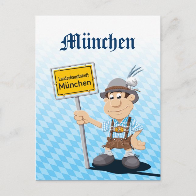 Postal FESTIVAL DE LA CERVEZA Postcard Lederhosen Man Mun (Anverso)
