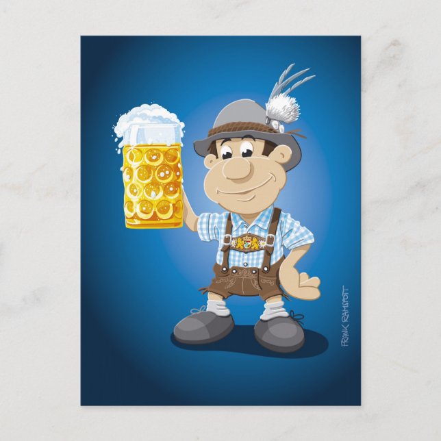 Postal FESTIVAL DE LA CERVEZA Postcard Lederhosen Persona (Anverso)