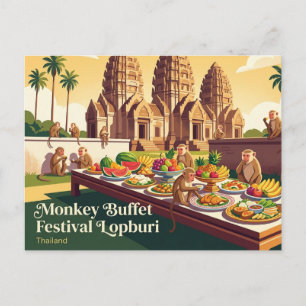 Postal Festival del Bufet de Monos Lopburi Tailandia