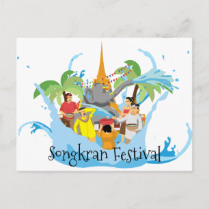 Postal Festival Songkran Agua para pulverización de elefa