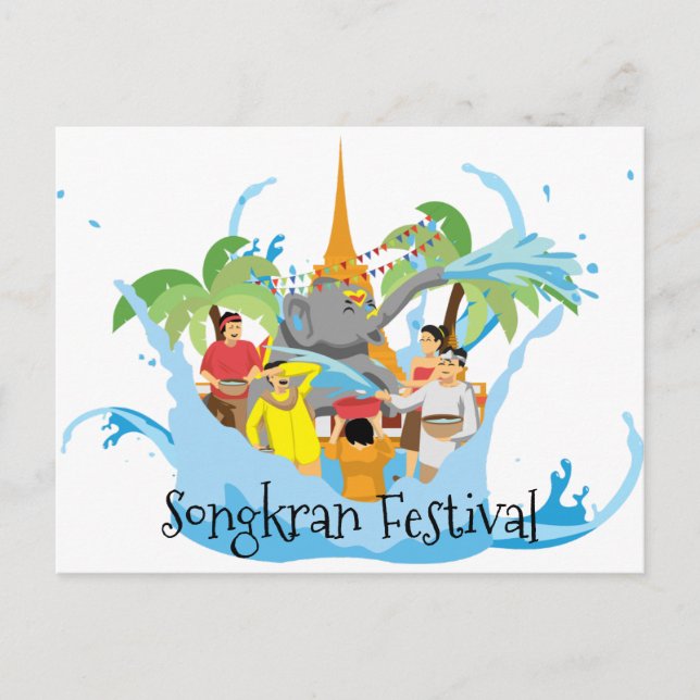 Postal Festival Songkran Agua para pulverización de elefa (Anverso)