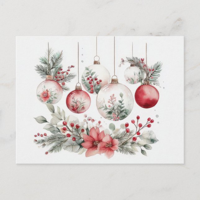 Postal Festive and Elegant Christmas Bauble Card (Anverso)