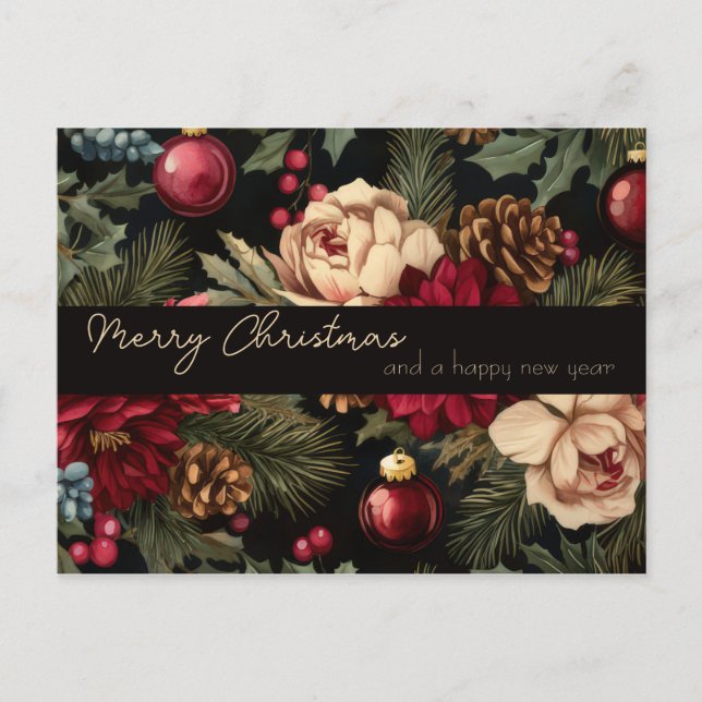 Postal Festive and elegant Christmas Greeting Postcard (Anverso)