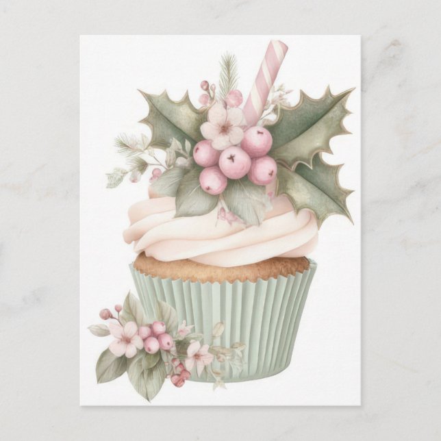 Postal Festive and elegant Pastel Christmas Cupcake (Anverso)