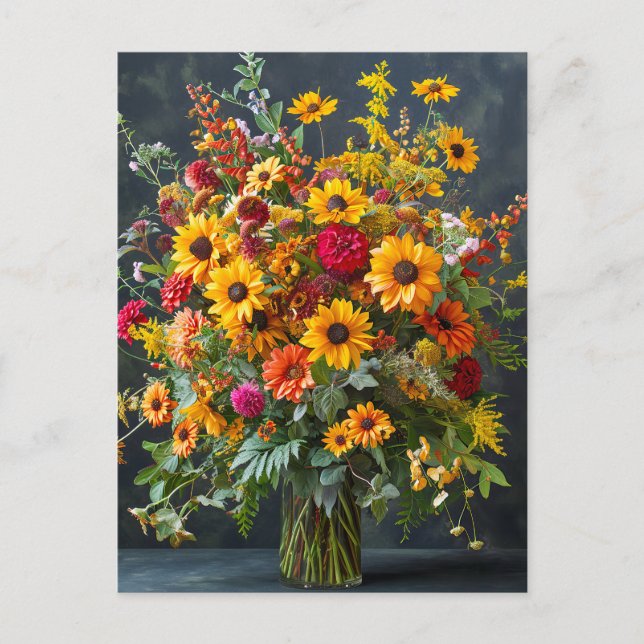 Postal Festive Christmas Bouquet with Pine and Poinsettia (Anverso)