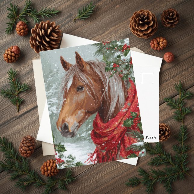 Postal Festive Christmas Horse Greeting Postcard (Subido por el creador)