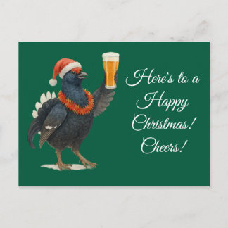 Postal Festive Grouse with Santa Hat Christmas postcard