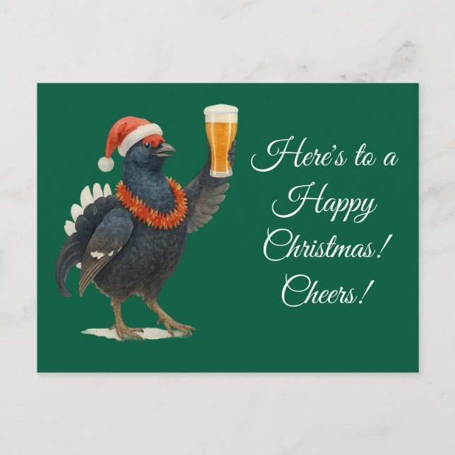 Postal Festive Grouse with Santa Hat Christmas postcard (Anverso)