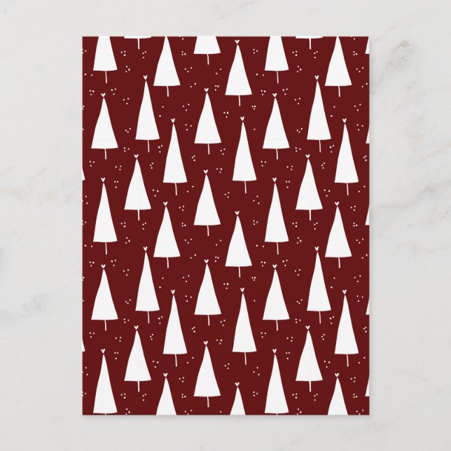 Postal Festive Red And White Merry Christmas Tree Card. (Anverso)