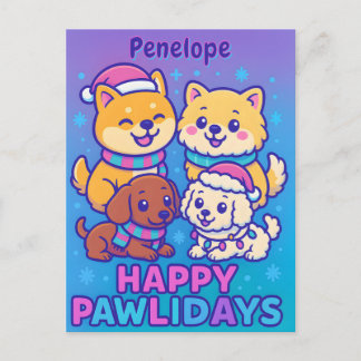 Postal Festive Shiba Inu Poodle Dachshund 
