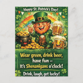 Postal Festive St. Patrick's Day Leprechaun Greeting