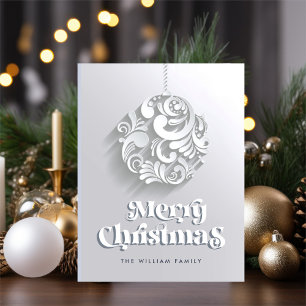 Postal Festividad 3D de navidad moderna con adornos de bi