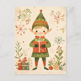 Postal Festividad adorable Navidades Gnome Saludo