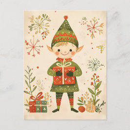 Postal Festividad adorable Navidades Gnome Saludo