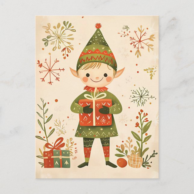 Postal Festividad adorable Navidades Gnome Saludo (Anverso)