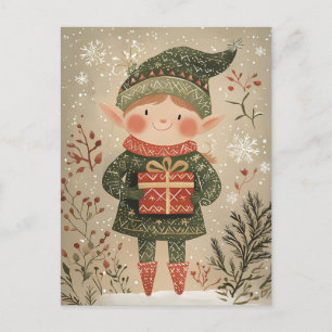 Postal Festividad adorable Navidades Gnome Saludo