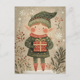 Postal Festividad adorable Navidades Gnome Saludo
