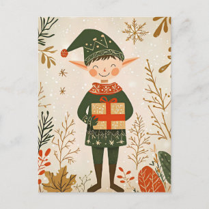 Postal Festividad adorable Navidades Gnome Saludo